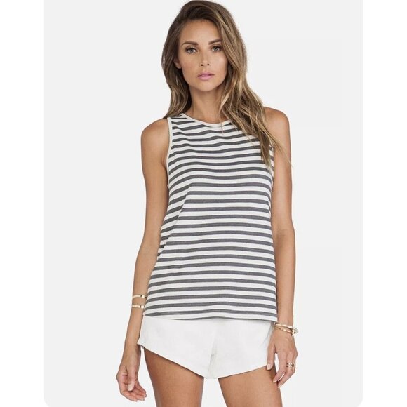 Lovers + Friends Tops - LOVERS + Friends Tank Top Gray White Stripes NWOTS (o)